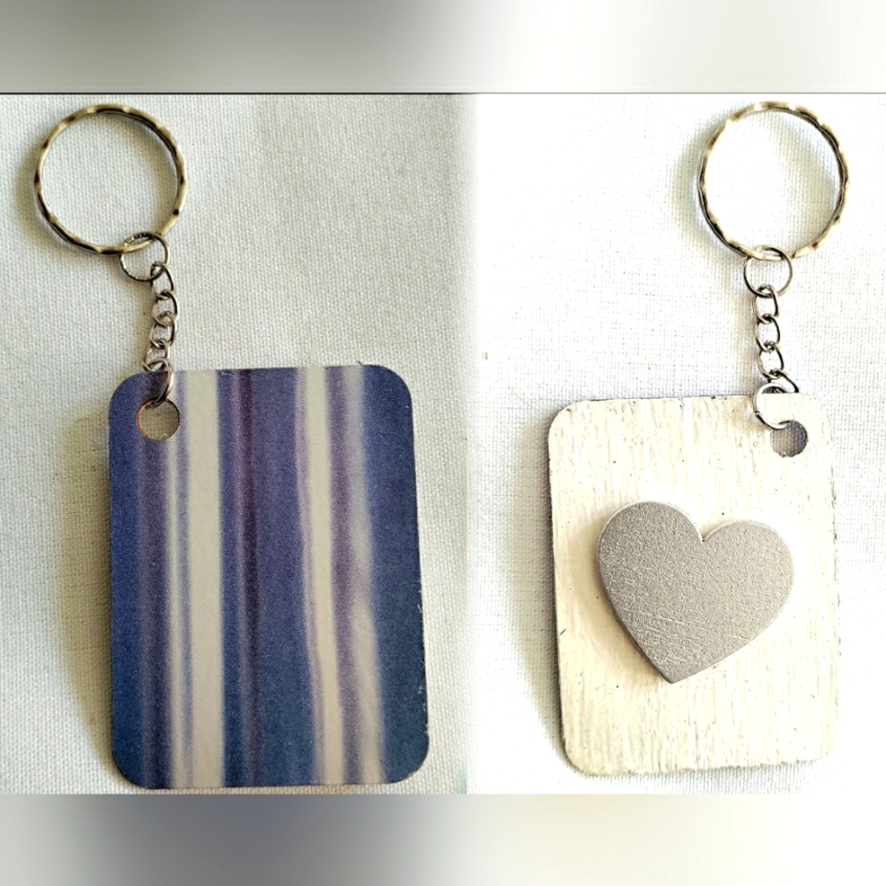 NEW Handmade Keychain Bag Tag! Italian Wood Art 02. "I LOVE My Bag" Wooden Heart